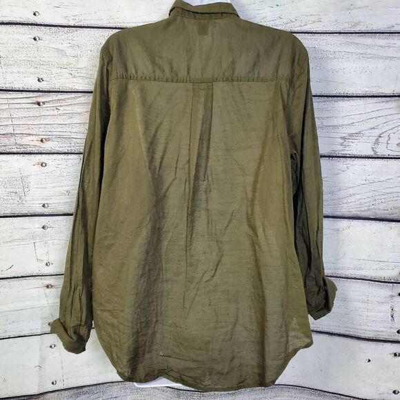 Old Navy Olive Green Button Front Classic Shirt Size L - Picture 3 of 6